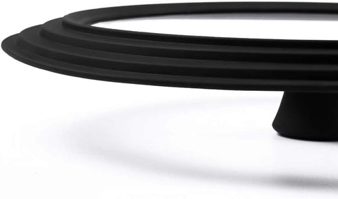 Universal Lid for Pots,Pans and Skillets - Tempered Glass with Heat Resistant Silicone Rim Fits 10.5", 11" and 12" Diameter Cookware ,Black