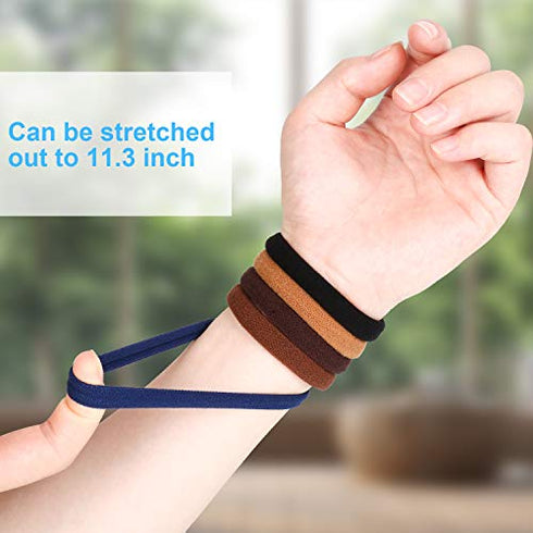 100PCS Large Cotton Seamless Hair Ties Bands – Ponytail Holders - Thick Hair Elastics for Thick Heavy and Curly Hair (2 Inch in Diameter? 5 Colors) by BAOLI