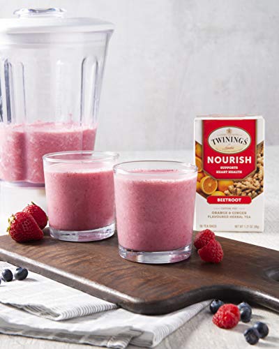 Twinings Daily Wellness Tea, Nourish Heart Healthy Beetroot, Orange & Ginger, Flavored Herbal Tea, 18 Count (Pack of 6)