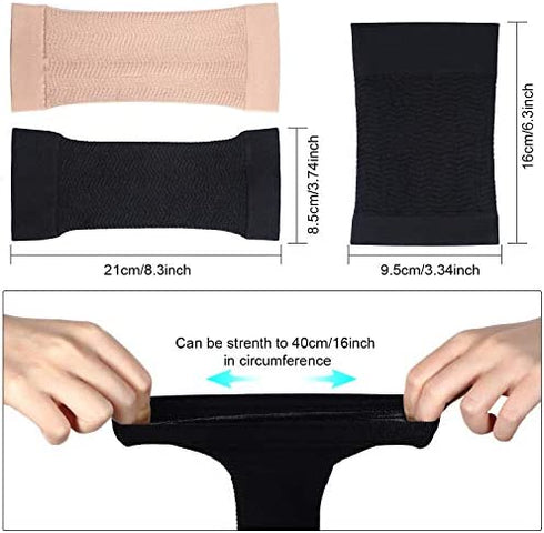 2 Pair Arm Sleeves for Plus Size Women, Slim Upper Arm Compression Shapers Wraps, 1 Pair Calf Compression Sleeves Included