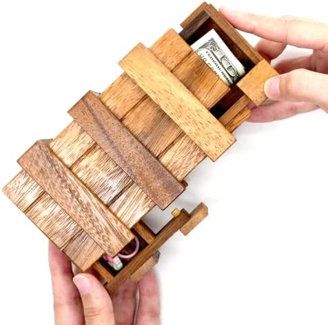 BSIRI Secret Puzzle Box for Adults Magic Money Holders for Adults and Card Wooden Secret Compartments Gift Cards Case Holder Japanese Puzzle Boxes Case Gifts