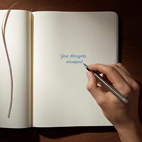 Parker Jotter Fountain Pen, Stainless Steel Body, Medium Point, Blue Ink, Includes Gift Box