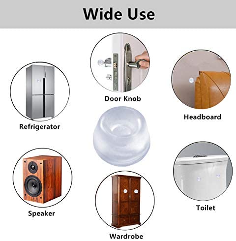 Adhesive Door Knob Bumper Pads- 18 PCS Small Clear Wall Protector Door Stopper Rubber Feet for Door Handle Cabinet Headboard Refrigerator Sound Dampening and 20 PCS Bumper Pads