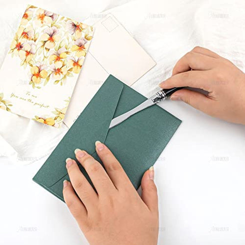 AUEAR, Metal Letter Opener Envelope Slitter Paper Knife for Women Men Home Office (Black)