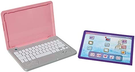 Disney Princess Girls Play Laptop Computer Style Collection Click & Go Play Laptop for Girls with Sounds & Light Up On Button Features Removable Double-Sided Play Background, For Ages 3+