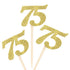 24 PCS Number 75 Cupcake Toppers Gold Glitter 75th Birthday Cupcake Picks Birthday Anniversary Party Decorations Supplies