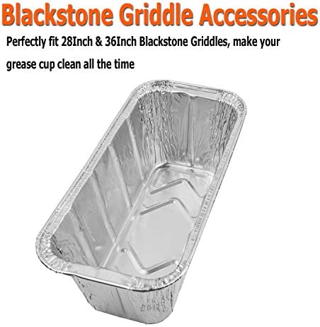 MixRBBQ BBQ Drip Pans Replacement for Blackstone 17”,22",28",30” & 36" Griddle, Griddle Accessories Grill Grease Cup Liner, Rear Grease Tray, Heavy-Duty Disposable Aluminum Foil Pan - 20 Pack
