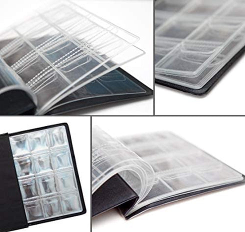 Coin Storage Album - Rare Coin Holders Book - Coins Collection for Collectors (Black, 120 Coin Holders, 1.18”x1.26” Pocket Size)