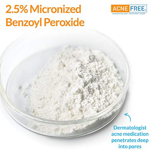 Acne Free Oil-Free Acne Cleanser, Benzoyl Peroxide 2.5% Acne Face Wash with Glycolic Acid to Prevent and Treat Breakouts, 8 Ounce