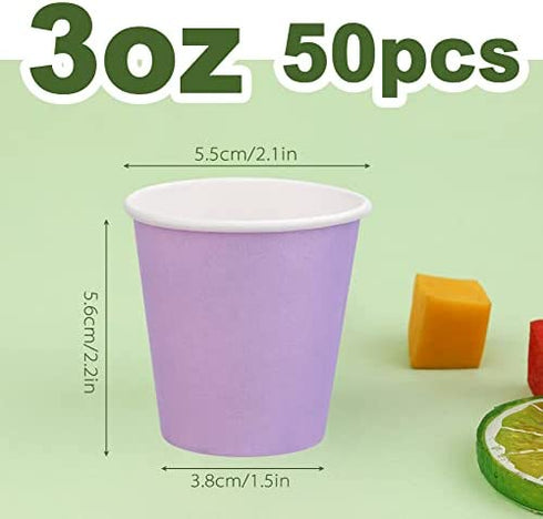 Mnuizu 50 Pack 3 oz Purple Paper Cups,Disposable Bathroom Cups,Mouthwash Cups,Espresso Cups,Small Paper Cups Ideal for Bathroom,Party,Picnic etc.(Purple)