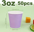 Mnuizu 50 Pack 3 oz Purple Paper Cups,Disposable Bathroom Cups,Mouthwash Cups,Espresso Cups,Small Paper Cups Ideal for Bathroom,Party,Picnic etc.(Purple)