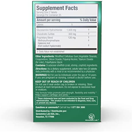 XRAY Dol Triple Action, Joint Health Supplement Tablets with Glucosamine, Chondroitin & MSM, 50 Count (249955)