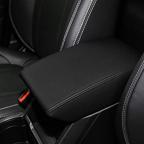INTGET Car Center Console Armrest Cover for Subaru Forester Accessories 2019 2020 2021 2022 2023 Leather Middle Arm Rest Box Lid Cover Seat Pad Protector(Black)