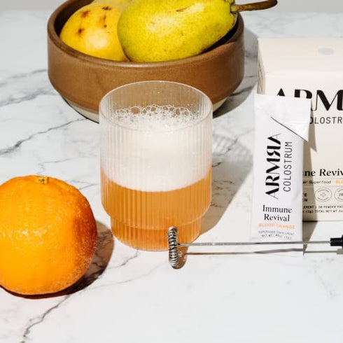ARMRA Bovine Colostrum Superfood | Grass-Fed | Immune, Gut, Fitness, Brain Benefits | 200+ Nutrients | Potent, Bioavailable | Keto-Certified, Gluten-Free | 30 Packets (Blood Orange)