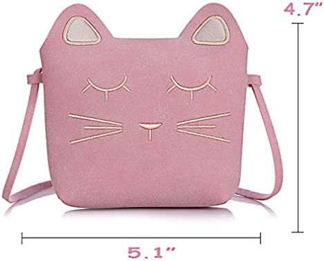 Delphinus Cute Cat Crossbody Bag, Little Girls Purses Cute Cat Bag with 1 Mini Coin Purse Cat Headband and Elastic Hair Ties, 4 Pack