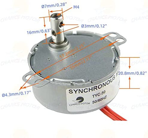 CHANCS TYC-50 Synchronous Motor Cup Turners for Tumblers 110V AC 15-18RPM CW/CCW 4W for Electric Fireplace