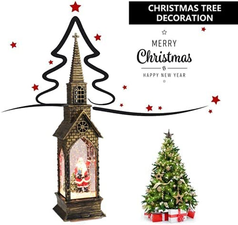 DUWIN 2 psc Christmas Water Lantern Glitter? LED Christmas Lantern Snow Globe Indoor and Hutdoor Christmas Holiday Home Decoration Suitable for Bar, Living Room, Holiday Party(Without Battery)(A)