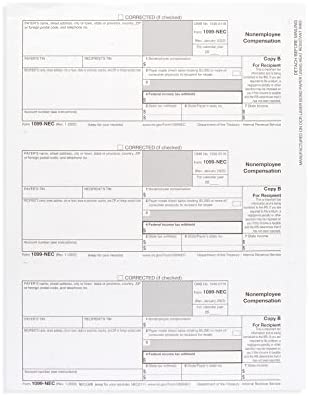 Blue Summit Supplies 1099 NEC Tax Forms 2022 with 25 Self Seal Envelopes, 25 4 Part Tax Forms Kit, Compatible with QuickBooks and Accounting Software