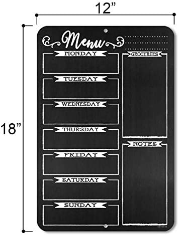 Honey Dew Gifts Chalkboard Style Menu Board 12 inch by 18 inch Tin Sign Durable and Easy Hanging on Wall