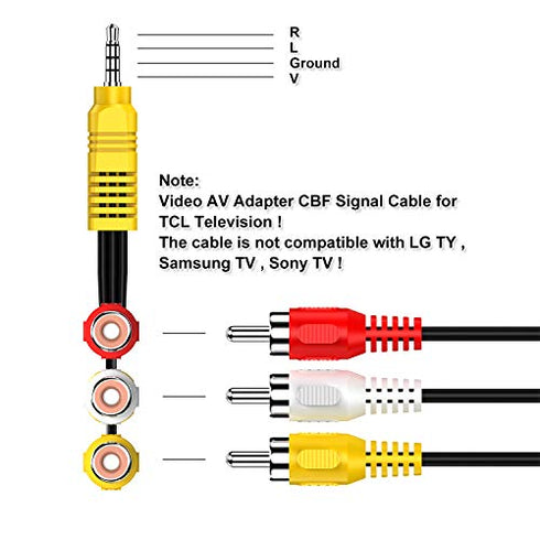 3.5MM to 3 RCA Cable ?Video AV Component Adapter Cable Replacement for TCL TV, 3 RCA to AV Input Adapter - 23CM/9in