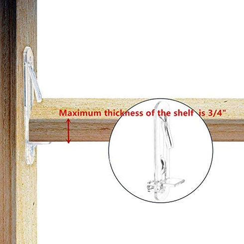 20pcs Plastic Locking Shelf Pins Locking Shelf Pegs Self-Locking Shelf Support Pegs Cabinet Shelf Clips for Kitchen Cabinet Furniture Book Shelves 3/4 Inch Thick