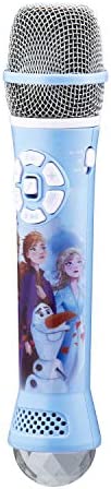 eKids Disney Frozen 2 Bluetooth Karaoke Microphone with LED Disco Party Lights, Portable Bluetooth Speaker Compatible with Siri Google Assistant, for Fans of Frozen Toys and Gifts