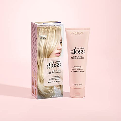 L'Oreal Paris One Step Toning Hair Gloss, In-Shower At Home Use, Boosts Shine, Enhances Color, Conditioning, Brass Neutralizing, No Damage/Mix, Ammonia & Paraben Free, Cool Blonde, 4 Fl Oz