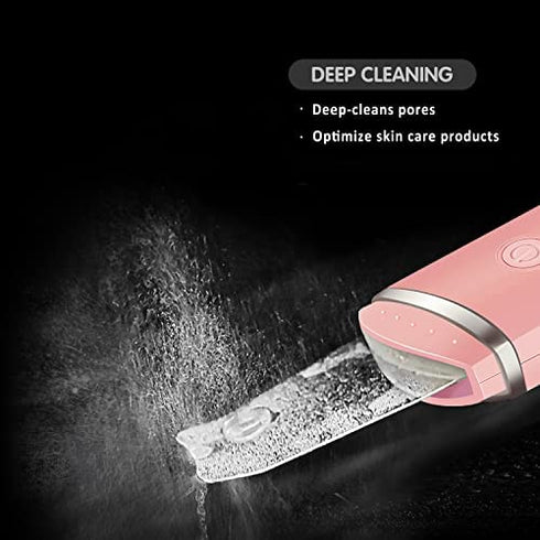 GUGUG Skin Scrubber Face Spatula - Skin Spatula Blackhead Remover Pore Cleaner with 4 Modes,Skin Care Tools, Comedones Extractor for Facial Deep Cleansing (Pink)- 2 Silicone Covers Included