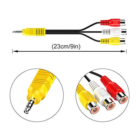 3.5MM to 3 RCA Cable ?Video AV Component Adapter Cable Replacement for TCL TV, 3 RCA to AV Input Adapter - 23CM/9in