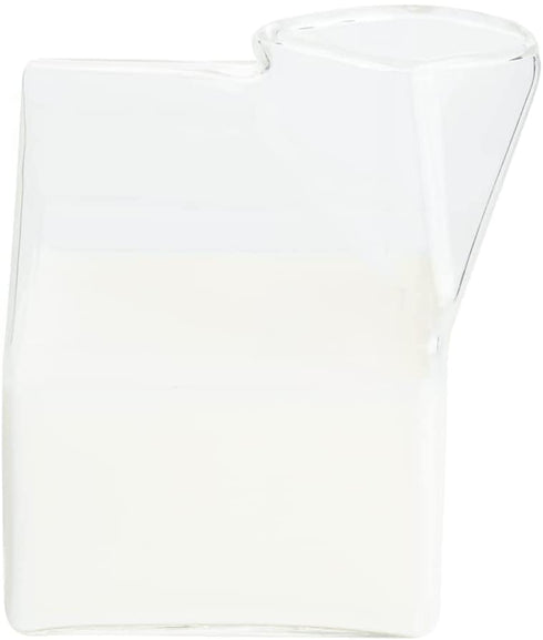 12 Ounce Glass Milk Carton, 1 Reusable Milk Carton Creamer - Durable, Serve Cream, Milk, or Juice, Clear Glass Mini Milk Carton, Dishwasher-Safe, For Homes or Restaurants - Restaurantware