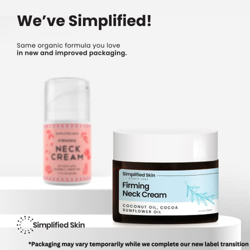 Simplified Skin Neck Tightening Cream for Sagging, Anti-Aging Chest & Decollete Moisturizer for Turkey Neck, Double Chin & Erase Crepe with Glycolic Acid & Vitamin C 1.7 oz.