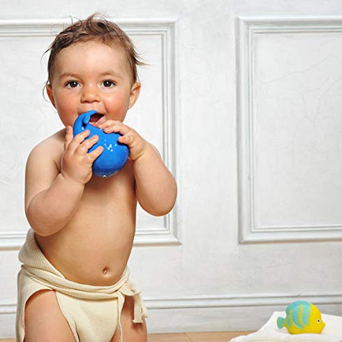 caaocho Pure Natural Rubber Baby Bath Toy - Kala The Whale - Without Holes, BPA, PVC, Phthalates Free, All Natural, Textured for Sensory Play, Sealed Bath Rubber Toy, Hole Free Bathtub Toy for Babies