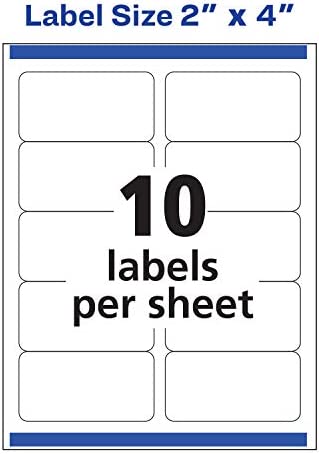 Avery Shipping Address Labels, Laser & Inkjet Printers, 100 Labels, 2x4 Labels, Permanent Adhesive, TrueBlock (18163)