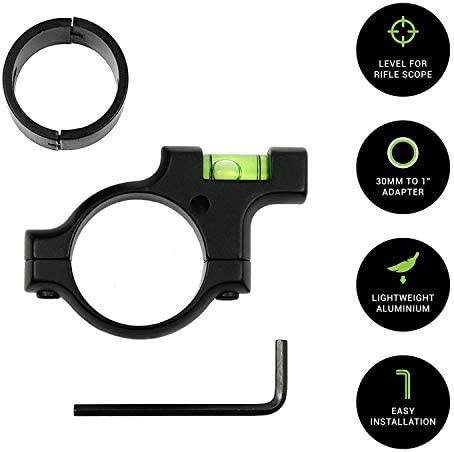 West Lake Precision Scope Leveling Kit, Includes 30mm Smooth Alloy Scope Bubble Level Indicator (Anti-Cant) and 1" Ring Reducer, for Precision Shooting, Competition and Hunting