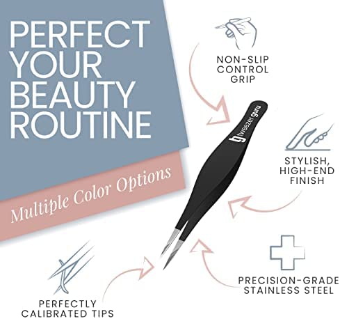 Tweezer Guru Pointed Tweezers - Sharp Precision Needle Nose Tip, Best Tweezers for Eyebrows and Ingrown Hair, Surgical Pointed for Blackheads & Splinters (Classic Pink & Black)