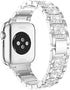 Mosonio Compatible with Apple Watch Band 40mm with Case Women, Jewelry Replacement Metal Wristband Strap with 2 Pack Bling PC Protective Cover for iWatch Series 6/5/4(Silver)