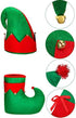 SATINIOR 4 Pieces Elf Christmas Women Costume Santa Elf Hat Elf Shoes Christmas Striped Tights Stocking Multicoloured