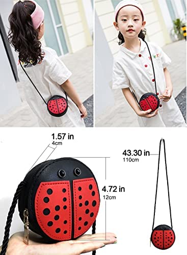 Little Girls Purse Ladybug Bag Mini PU Leather Crossbody Bag Coin Pouse Ladybug Toys for Kids Girls Gift
