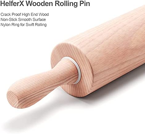 HelferX 9 inch Small Wooden Rolling Pin for Baking