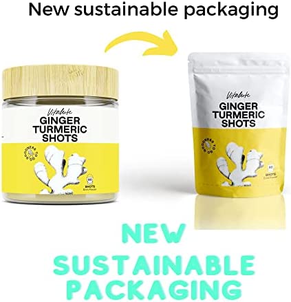 Ginger Shots with Turmeric - 80 Shots - Curcumin, Cayenne Pepper & Vitamin C - No Sugar - Ginger Powder Drink