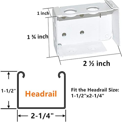 Cutelec 2pcs Box Mounting Bracket for Low Profile Blinds 2inch White Color Window Blinds Headrail Holder Bracket