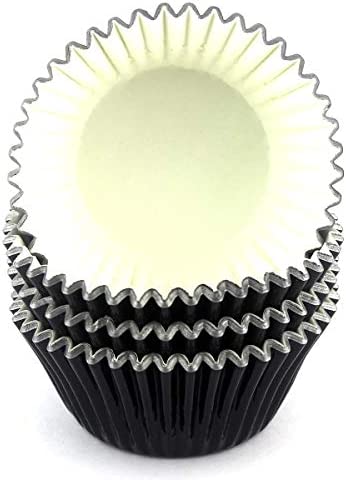 Eoonfirst Foil Metallic Cupcake Liners Halloween Party Standard Baking Cups 100 Pcs (Black)