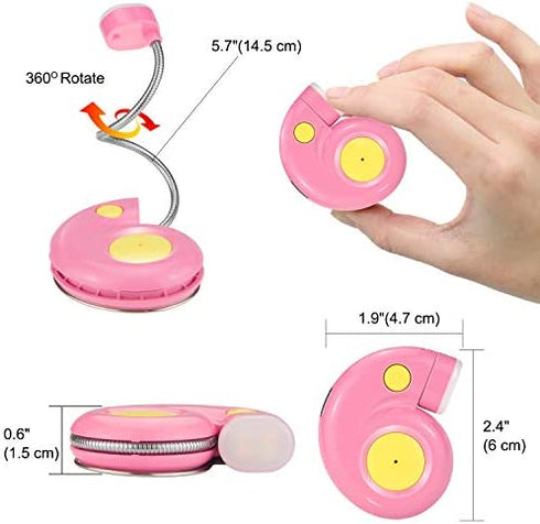 LUXSWAY Rechargeable Book Light for Reading, 3 Brightness Levels, Portable Reading Lamp for Books Clip-on, Eye Care Book Light for Kid with Flexible Neck, Bookmark Light for Adult Bookworm -Pink