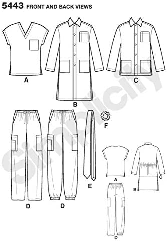 Simplicity Easy To Sew Men and Women's Scrubs and Doctor's Outfit Costume Sewing Pattern, Sizes XL-XXXL
