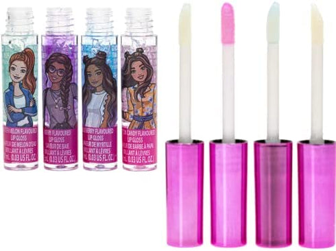 Barbie – Townley Girl Super Sparkly 7 Pieces Party Favor Plant Based Lip Gloss Makeup Set for Girls Kids Toddlers, Perfect for Parties Sleepovers Makeovers Birthday Gift for Girls Above 3 Yrs (7 CT)
