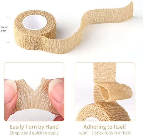 6pc-1 Inch Wide Skin Colour Elastic Self- Adhesive Bandage Finger Tape?First Aid Wrap Bandages, for Wrist and Ankle Sprains & Swelling