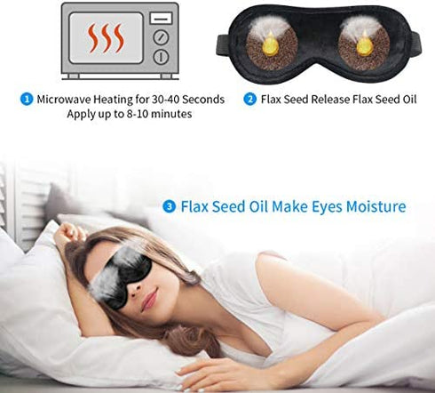 Heated Eye Mask Moist Heat Eye Compress(2-Packs) Microwave Heated Eye Mask with Flaxseed Cassia Seed for Dry Eyes,SPA Warm Eye Mask, Relief Eye Fatigue Hot Sleeping Mask(Black&Grey)
