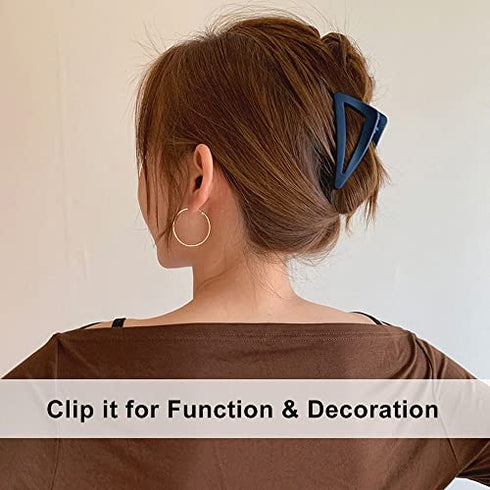 Medium Hair Clips for Women Girls Fine Hair, Nonslip French Hair Claw Clips for Thin/Medium Thick Hair, Strong Hold Matte Hair Jaw Clips Triangle Hair Claws Hair Clamps with Gift Box (Pastel Color)