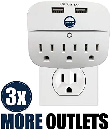 Cruise Power Strip No Surge Protector with USB Outlets - Ship Approved (Non Surge Protection) Cruise Essentials