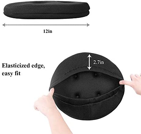 baibu Bar Stool Cushions, Super Breathable Round Bar Stool Cover Seat Cushion Black 12" - One Cushion Only